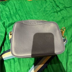 Elegant Slate blue Leather Crossbody Bag From Pom Pom london